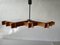 Large Mid-Century Modern Wood and Textured Glass Ceiling Lamp, 1960s 3