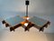 Large Mid-Century Modern Wood and Textured Glass Ceiling Lamp, 1960s 2