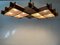 Large Mid-Century Modern Wood and Textured Glass Ceiling Lamp, 1960s 5