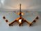 Large Mid-Century Modern Wood and Textured Glass Ceiling Lamp, 1960s 8