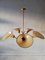 5 Armed Chandelier with Atomic Brass Body & Plastic lamp shades, 1960s 4