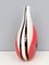 Mid-Century Italian Red, Black and White Murano Glass Vase, Image 3