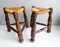 Primitive French Tripod Stool with Absence Braid, 1950s, Set of 2, Image 5