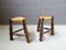 Primitive French Tripod Stool with Absence Braid, 1950s, Set of 2, Image 10