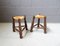 Primitive French Tripod Stool with Absence Braid, 1950s, Set of 2, Image 1