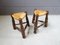 Primitive French Tripod Stool with Absence Braid, 1950s, Set of 2 4