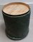 Vintage Round Plywood Trunk with Green Patterned Faux Fiber, 1950s 7