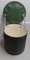 Vintage Round Plywood Trunk with Green Patterned Faux Fiber, 1950s 4