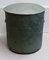 Vintage Round Plywood Trunk with Green Patterned Faux Fiber, 1950s 1