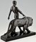 Art Deco Sculpture of a Male Nude Walking with Lion by Max Le Verrier 4