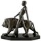 Art Deco Sculpture of a Male Nude Walking with Lion by Max Le Verrier, Image 1