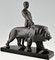 Sculpture Art Déco d'un Homme Nu Marchant avec un Lion par Max Le Verrier 6