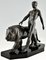Scultura Art Déco di nudo maschile che cammina con leone di Max Le Verrier, Immagine 7