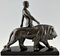 Art Deco Sculpture of a Male Nude Walking with Lion by Max Le Verrier 5