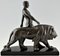 Escultura Art Déco de hombre desnudo caminando con león de Max Le Verrier, Imagen 5
