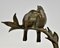 Art Deco Bronze Sculpture with Two Birds on a Branch from Becquerel 10