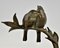Art Deco Bronze Skulptur mit zwei Vögeln auf einem Ast von Becquerel 10