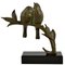 Art Deco Bronze Skulptur mit zwei Vögeln auf einem Ast von Becquerel 1