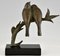 Art Deco Bronze Skulptur mit zwei Vögeln auf einem Ast von Becquerel 5