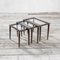 Tavolini da caffè nr. 401 impilabili in legno e vetro di Ico Luisa Parisi per De Baggis, anni '50, set di 3, Immagine 1