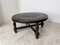 Vintage Mid-Century Brutalist Tooled Leather and Wood Round Coffee Table by Angel I. Pazmino, 1960s 1
