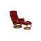 Red Himolla Leather Armchair with Stool and Relaxation Function, Image 1