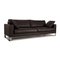 Dark Brown Leather Three Seater Sofa, Image 4