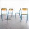 French Light Blue Stacking Chairs from Mullca, 1970s, Set of 4 3