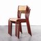 French Red Model 510 Stacking Dining Chairs from Mullca, 1970s, Set of 4 4