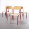 French Red Stacking Chairs from Mullca, 1970s, Set of 4 5