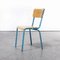 French Light Blue Kick Leg Stacking Chairs from Mullca, 1960s, Set of 7 1