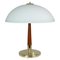 Mid-Century Swedish Teak, Brass and Frosted Glass Table Lamp from Böhlmarks, 1950s 1