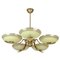 German Art Deco Brass and Glass 5 Arm Chandelier, 1930s, Image 1