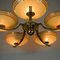 German Art Deco Brass and Glass 5 Arm Chandelier, 1930s, Image 7
