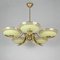 German Art Deco Brass and Glass 5 Arm Chandelier, 1930s, Image 2