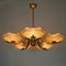 German Art Deco Brass and Glass 5 Arm Chandelier, 1930s 3