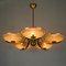 German Art Deco Brass and Glass 5 Arm Chandelier, 1930s, Image 3