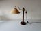 Austrian Teak and Gold Metal Atomic Table Lamp from Temde, 1980s 1