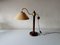 Austrian Teak and Gold Metal Atomic Table Lamp from Temde, 1980s, Image 1