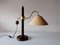 Austrian Teak and Gold Metal Atomic Table Lamp from Temde, 1980s, Image 2