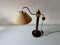 Austrian Teak and Gold Metal Atomic Table Lamp from Temde, 1980s 8
