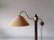 Austrian Teak and Gold Metal Atomic Table Lamp from Temde, 1980s, Image 7