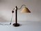 Austrian Teak and Gold Metal Atomic Table Lamp from Temde, 1980s 4
