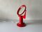 Space Age Italian Red Metal Illuminated Table Mirror, 1970s, Image 1