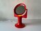 Space Age Italian Red Metal Illuminated Table Mirror, 1970s 2