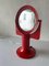 Space Age Italian Red Metal Illuminated Table Mirror, 1970s 7
