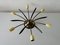 German Yellow and Black Metal 6 Armed Sputnik Chandelier, 1950s 1