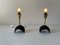 Small Mid-Century Italian Brass and Black Tripod Base Flower Design Table Lamps, 1950s 7