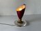 Lámpara de mesita de noche italiana pequeña con base de vidrio y metal, años 50, Imagen 3