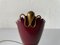 Small Italian Maroon Metal and Glass Base Bedside Lamp, 1950s 6